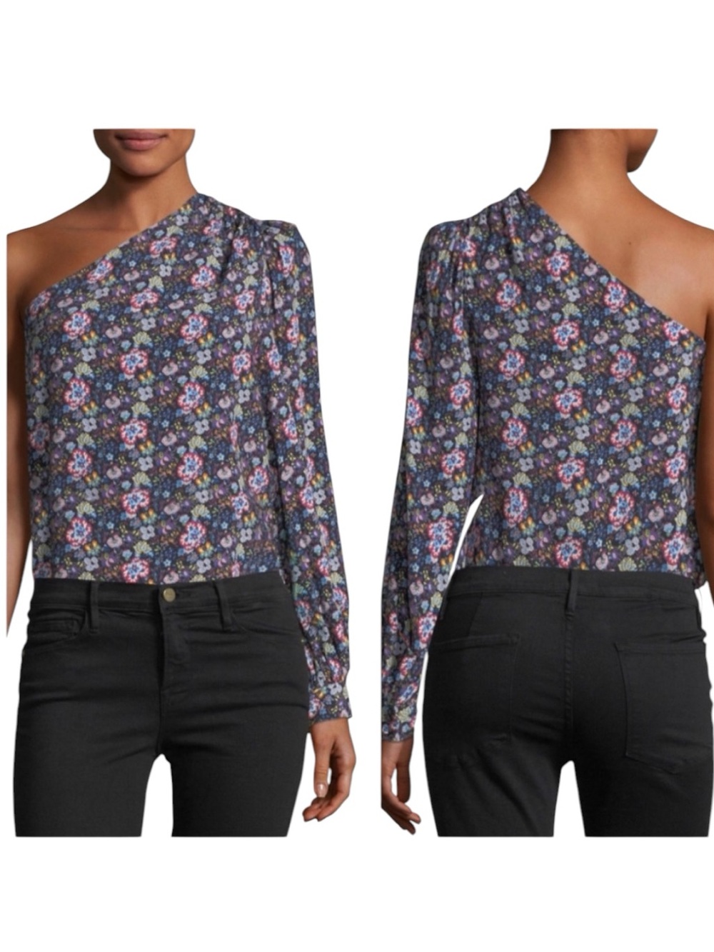 Frame Floral One Shoulder Blouse Size Large New with Tag